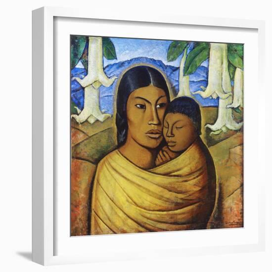 Madre Con Ibida-Alfredo Ramos Martinez-Framed Art Print