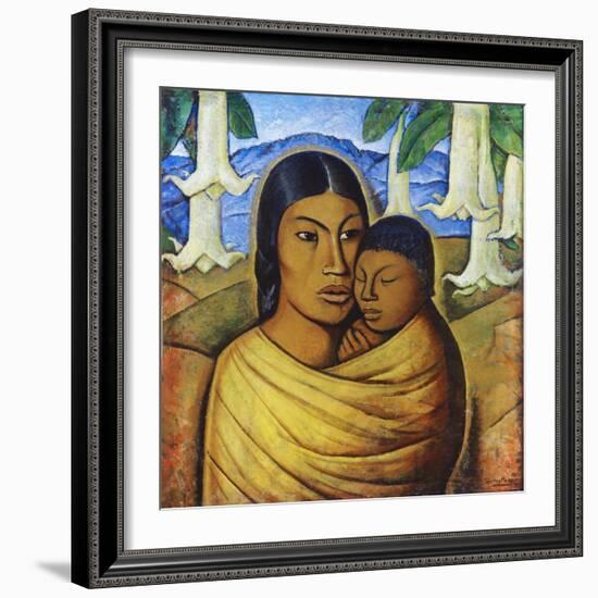 Madre Con Ibida-Alfredo Ramos Martinez-Framed Art Print