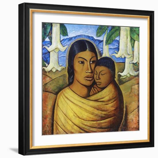 Madre Con Ibida-Alfredo Ramos Martinez-Framed Art Print