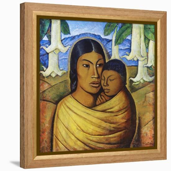 Madre Con Ibida-Alfredo Ramos Martinez-Framed Stretched Canvas