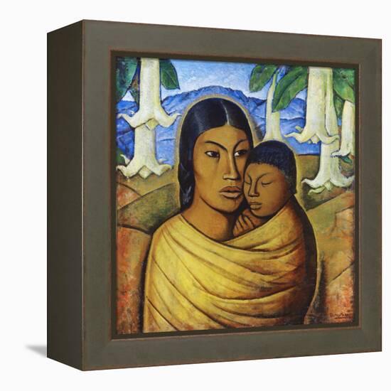 Madre Con Ibida-Alfredo Ramos Martinez-Framed Stretched Canvas