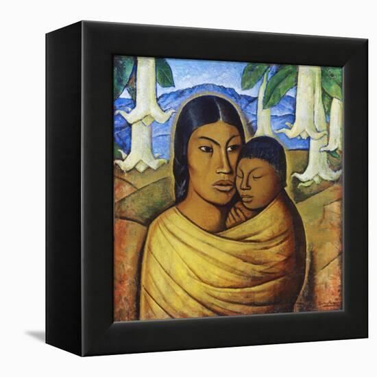 Madre Con Ibida-Alfredo Ramos Martinez-Framed Stretched Canvas