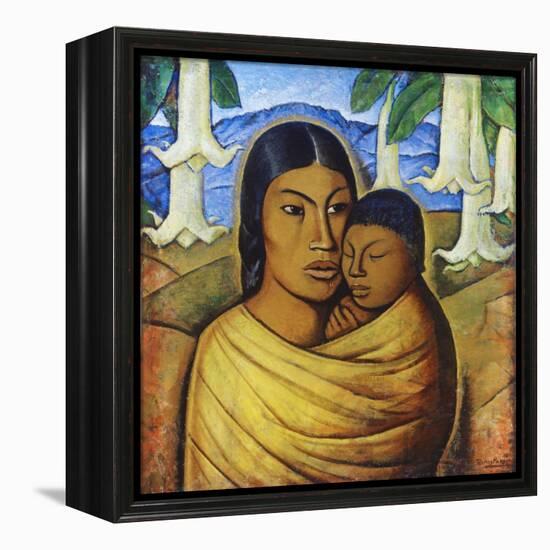 Madre Con Ibida-Alfredo Ramos Martinez-Framed Stretched Canvas