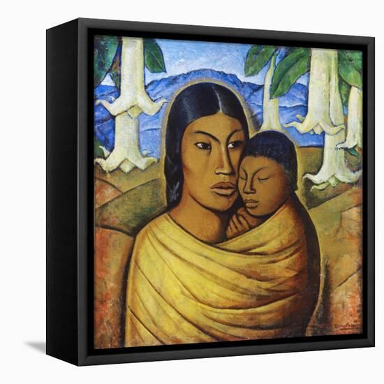 Madre Con Ibida-Alfredo Ramos Martinez-Framed Stretched Canvas