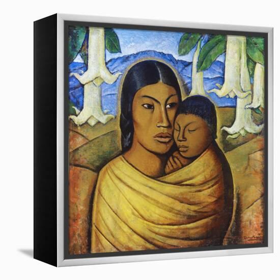 Madre Con Ibida-Alfredo Ramos Martinez-Framed Stretched Canvas