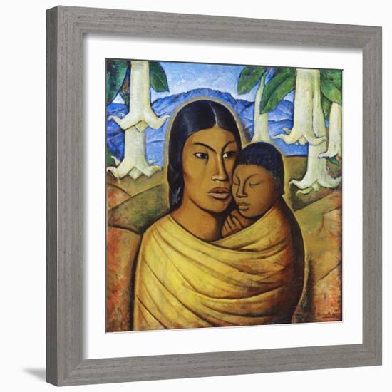 Madre Con Ibida-Alfredo Ramos Martinez-Framed Premium Giclee Print