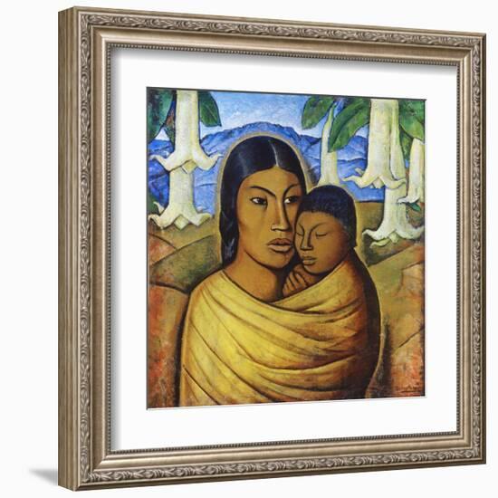 Madre Con Ibida-Alfredo Ramos Martinez-Framed Art Print