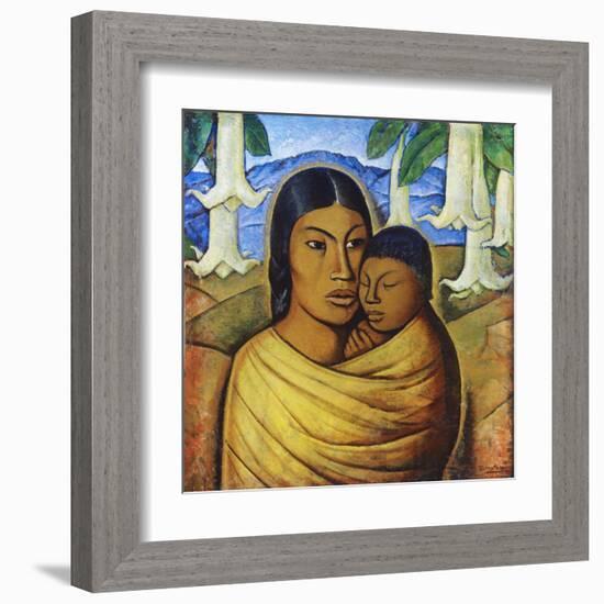 Madre Con Ibida-Alfredo Ramos Martinez-Framed Art Print