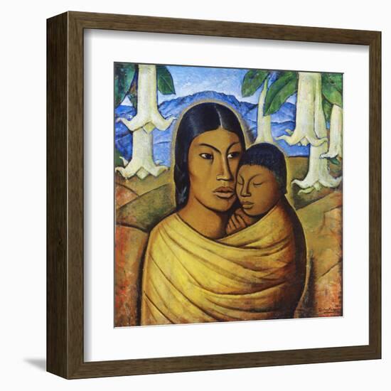 Madre Con Ibida-Alfredo Ramos Martinez-Framed Art Print