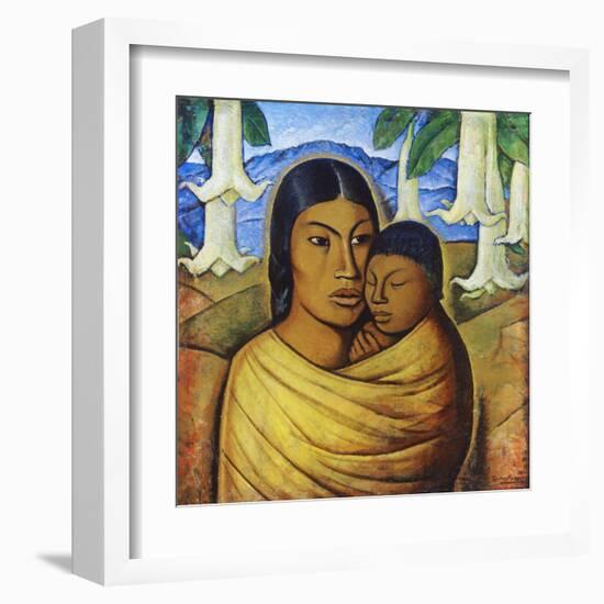 Madre Con Ibida-Alfredo Ramos Martinez-Framed Art Print