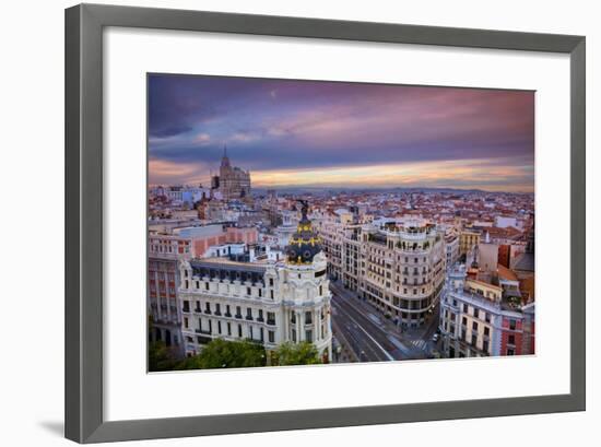 Madrid. Cityscape Image of Madrid, Spain during Sunset.-Rudy Balasko-Framed Photographic Print