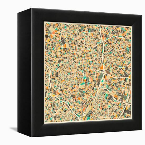 Madrid Map-Jazzberry Blue-Framed Stretched Canvas