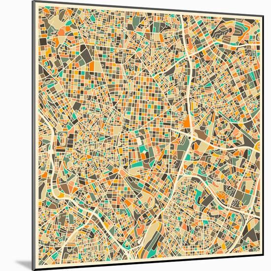 Madrid Map-Jazzberry Blue-Mounted Art Print