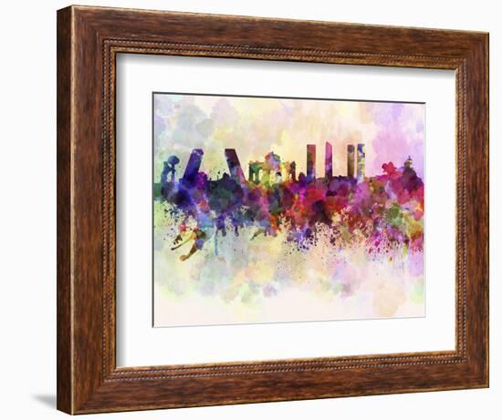 Madrid Skyline in Watercolor Background-paulrommer-Framed Art Print