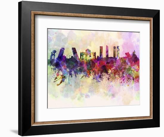 Madrid Skyline in Watercolor Background-paulrommer-Framed Art Print