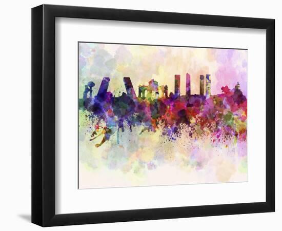 Madrid Skyline in Watercolor Background-paulrommer-Framed Art Print