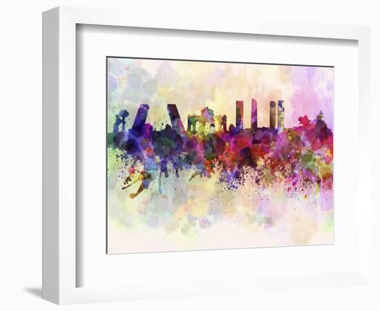 Madrid Skyline in Watercolor Background-paulrommer-Framed Art Print