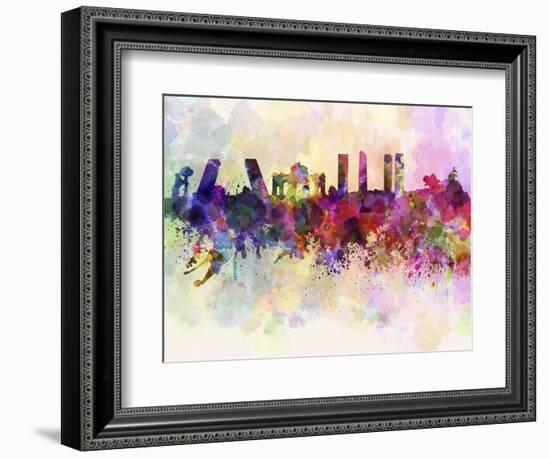 Madrid Skyline in Watercolor Background-paulrommer-Framed Art Print