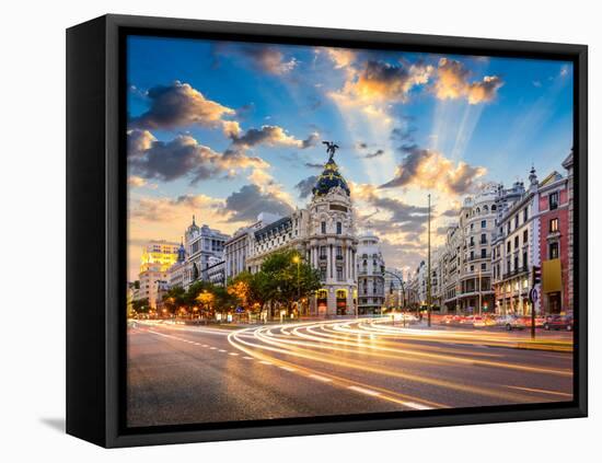 Madrid, Spain Cityscape at Calle De Alcala and Gran Via.-Sean Pavone-Framed Premier Image Canvas