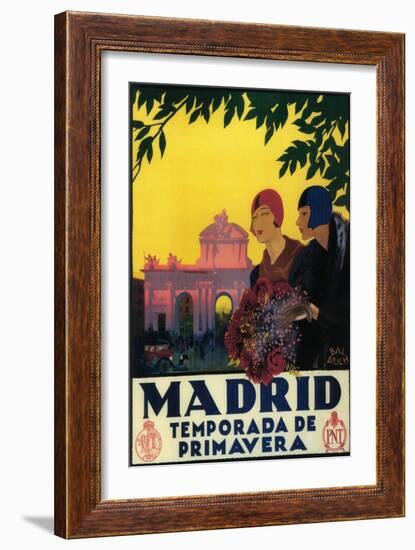 Madrid, Spain - Madrid in Springtime Travel Promotional Poster-Lantern Press-Framed Premium Giclee Print