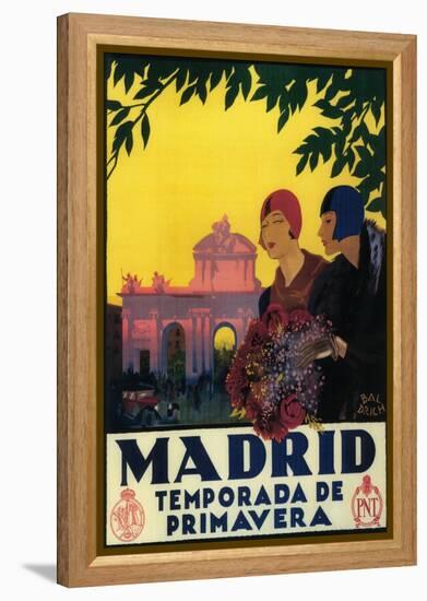 Madrid, Spain - Madrid in Springtime Travel Promotional Poster-Lantern Press-Framed Stretched Canvas