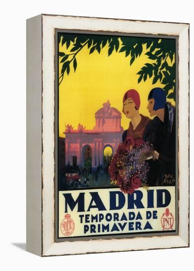 Madrid, Spain - Madrid in Springtime Travel Promotional Poster-Lantern Press-Framed Stretched Canvas
