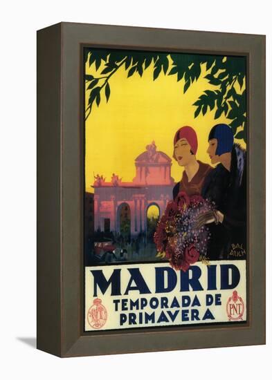 Madrid, Spain - Madrid in Springtime Travel Promotional Poster-Lantern Press-Framed Stretched Canvas