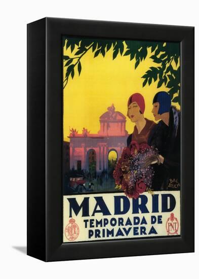 Madrid, Spain - Madrid in Springtime Travel Promotional Poster-Lantern Press-Framed Stretched Canvas