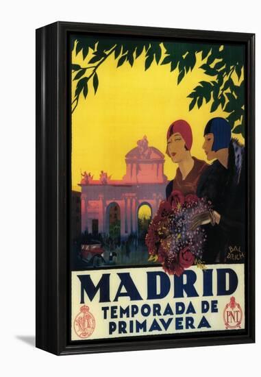 Madrid, Spain - Madrid in Springtime Travel Promotional Poster-Lantern Press-Framed Stretched Canvas