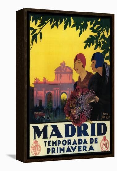 Madrid, Spain - Madrid in Springtime Travel Promotional Poster-Lantern Press-Framed Stretched Canvas