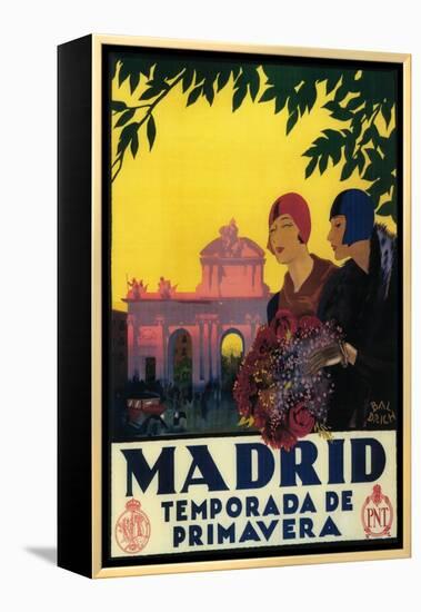 Madrid, Spain - Madrid in Springtime Travel Promotional Poster-Lantern Press-Framed Stretched Canvas