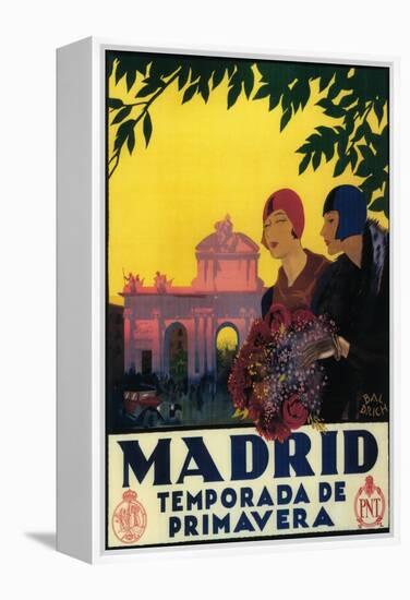 Madrid, Spain - Madrid in Springtime Travel Promotional Poster-Lantern Press-Framed Stretched Canvas