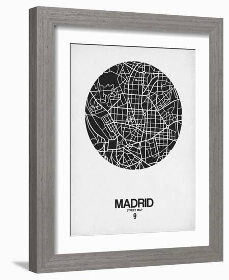 Madrid Street Map Black on White-NaxArt-Framed Art Print