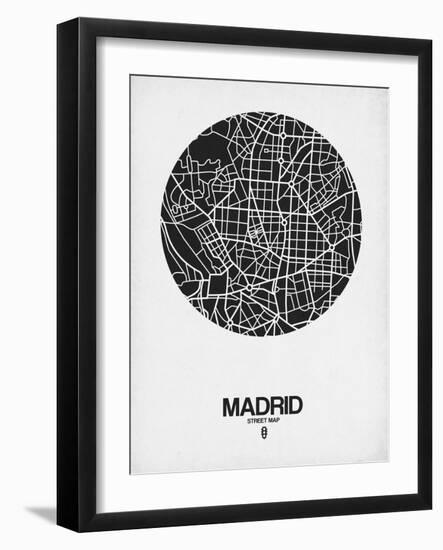 Madrid Street Map Black on White-NaxArt-Framed Art Print