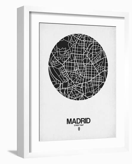 Madrid Street Map Black on White-NaxArt-Framed Art Print