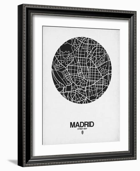 Madrid Street Map Black on White-NaxArt-Framed Art Print