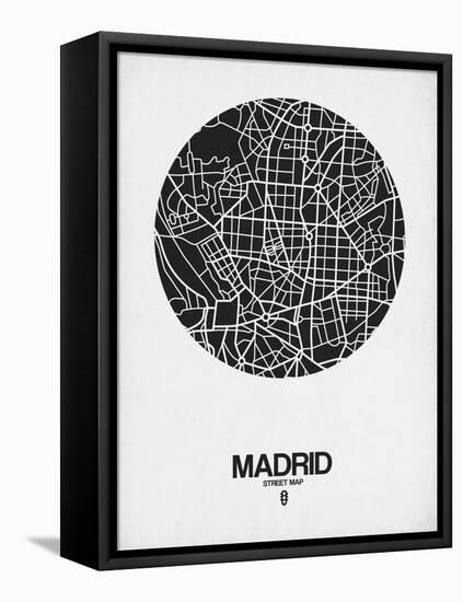 Madrid Street Map Black on White-NaxArt-Framed Stretched Canvas