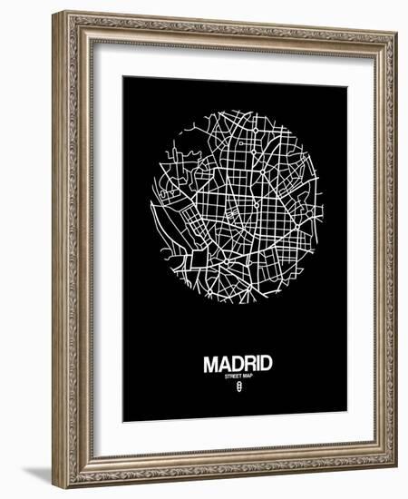 Madrid Street Map Black-NaxArt-Framed Art Print