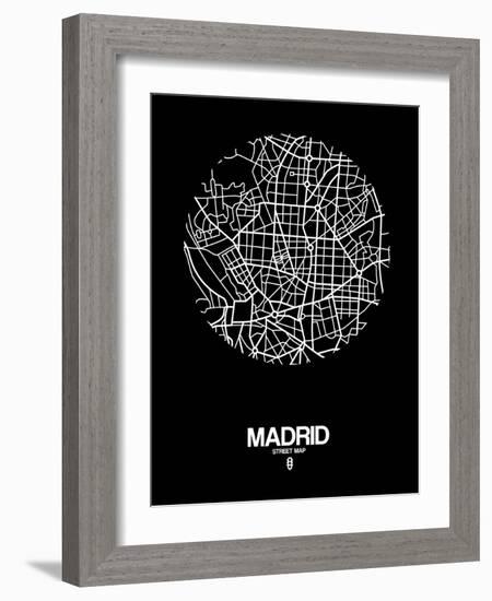 Madrid Street Map Black-NaxArt-Framed Art Print