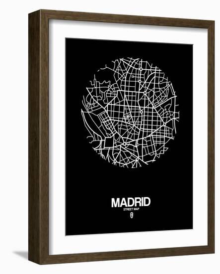 Madrid Street Map Black-NaxArt-Framed Art Print