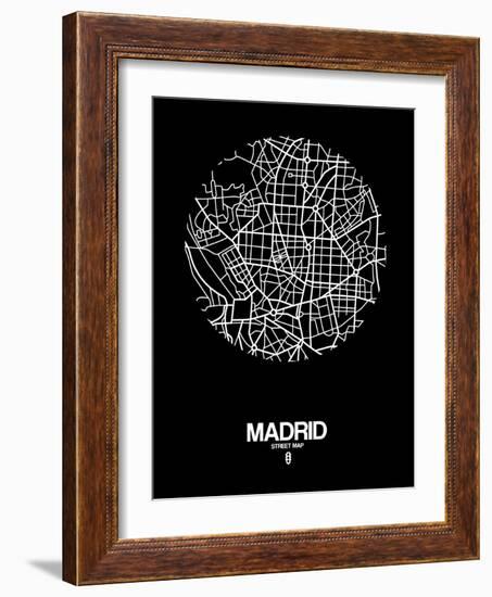 Madrid Street Map Black-NaxArt-Framed Art Print