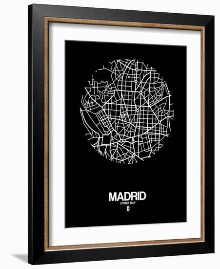 Madrid Street Map Black-NaxArt-Framed Art Print