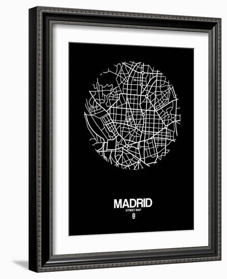 Madrid Street Map Black-NaxArt-Framed Art Print