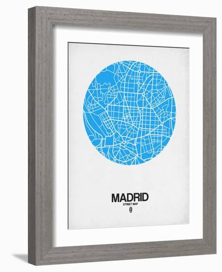 Madrid Street Map Blue-NaxArt-Framed Art Print