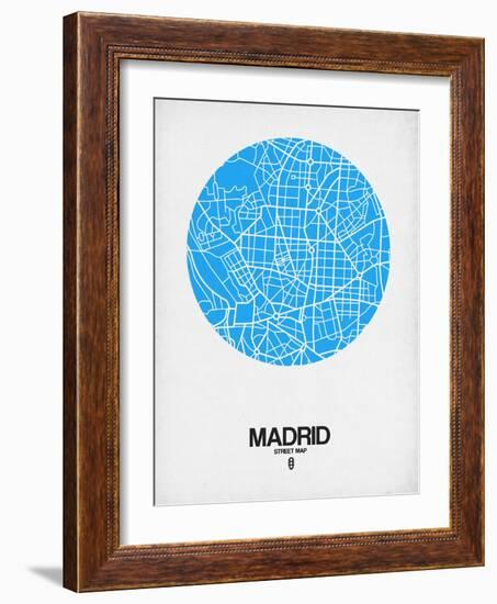 Madrid Street Map Blue-NaxArt-Framed Art Print