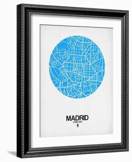 Madrid Street Map Blue-NaxArt-Framed Art Print