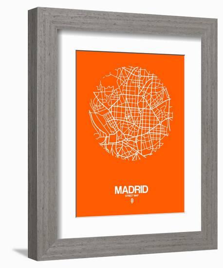 Madrid Street Map Orange-NaxArt-Framed Art Print