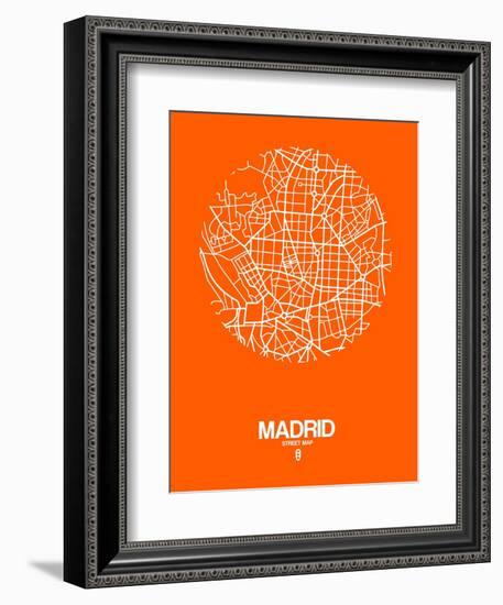 Madrid Street Map Orange-NaxArt-Framed Art Print