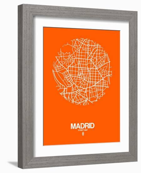 Madrid Street Map Orange-NaxArt-Framed Art Print