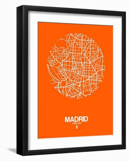 Madrid Street Map Orange-NaxArt-Framed Art Print